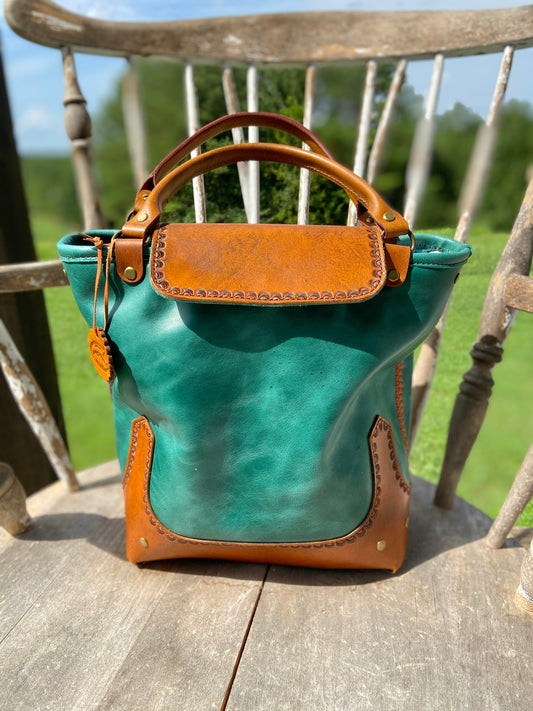 Turquoise convertible tote back pack