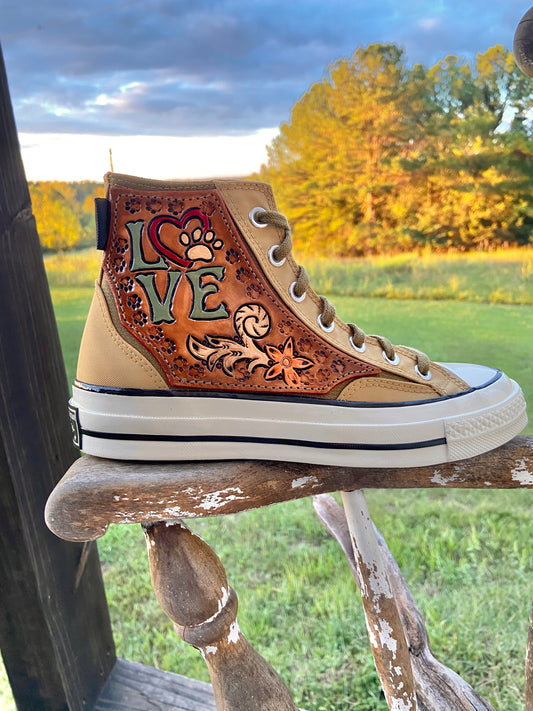 Western style dog lover canvas sneaker