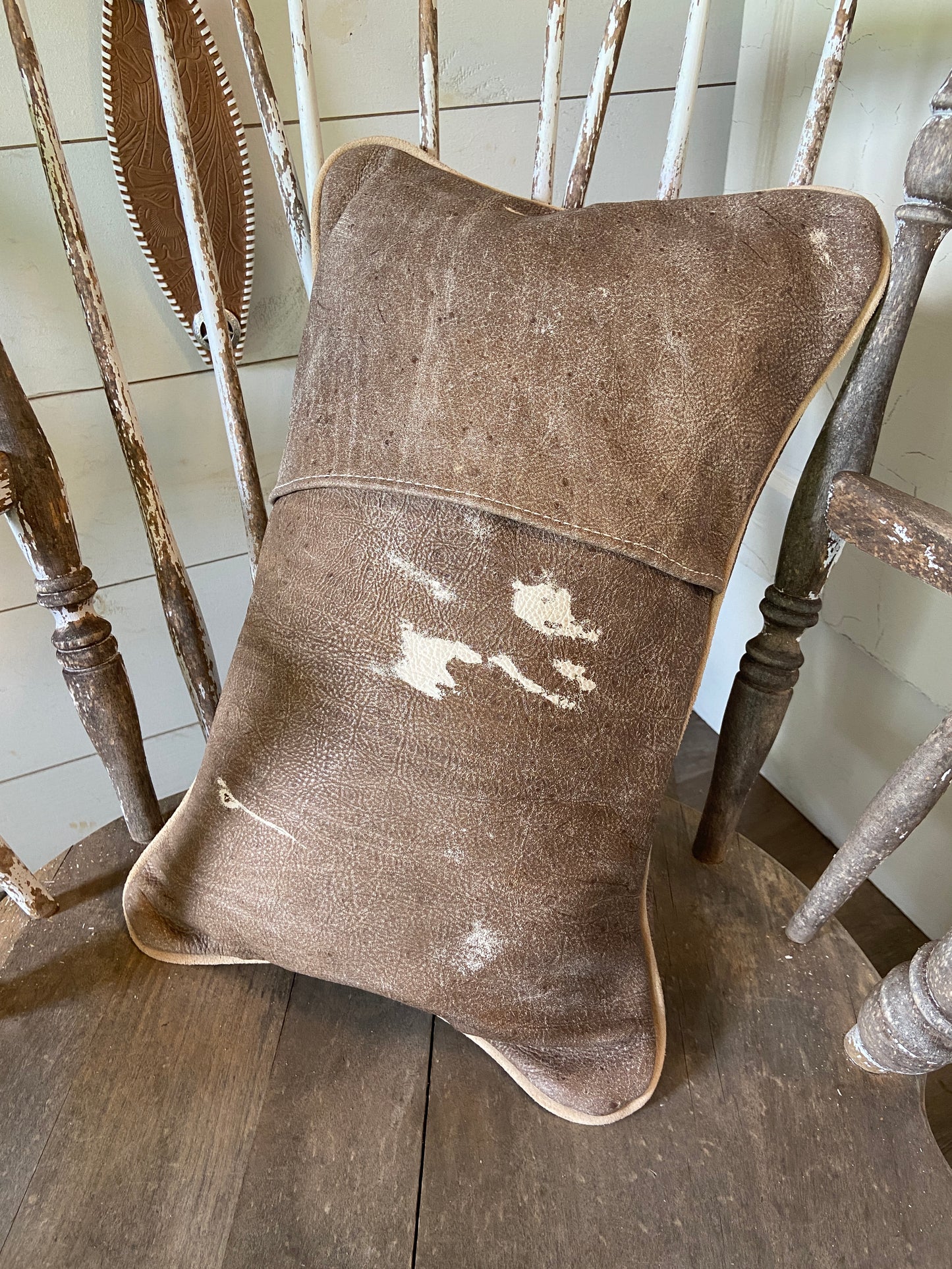 Western inspired vintage cowhide pillow