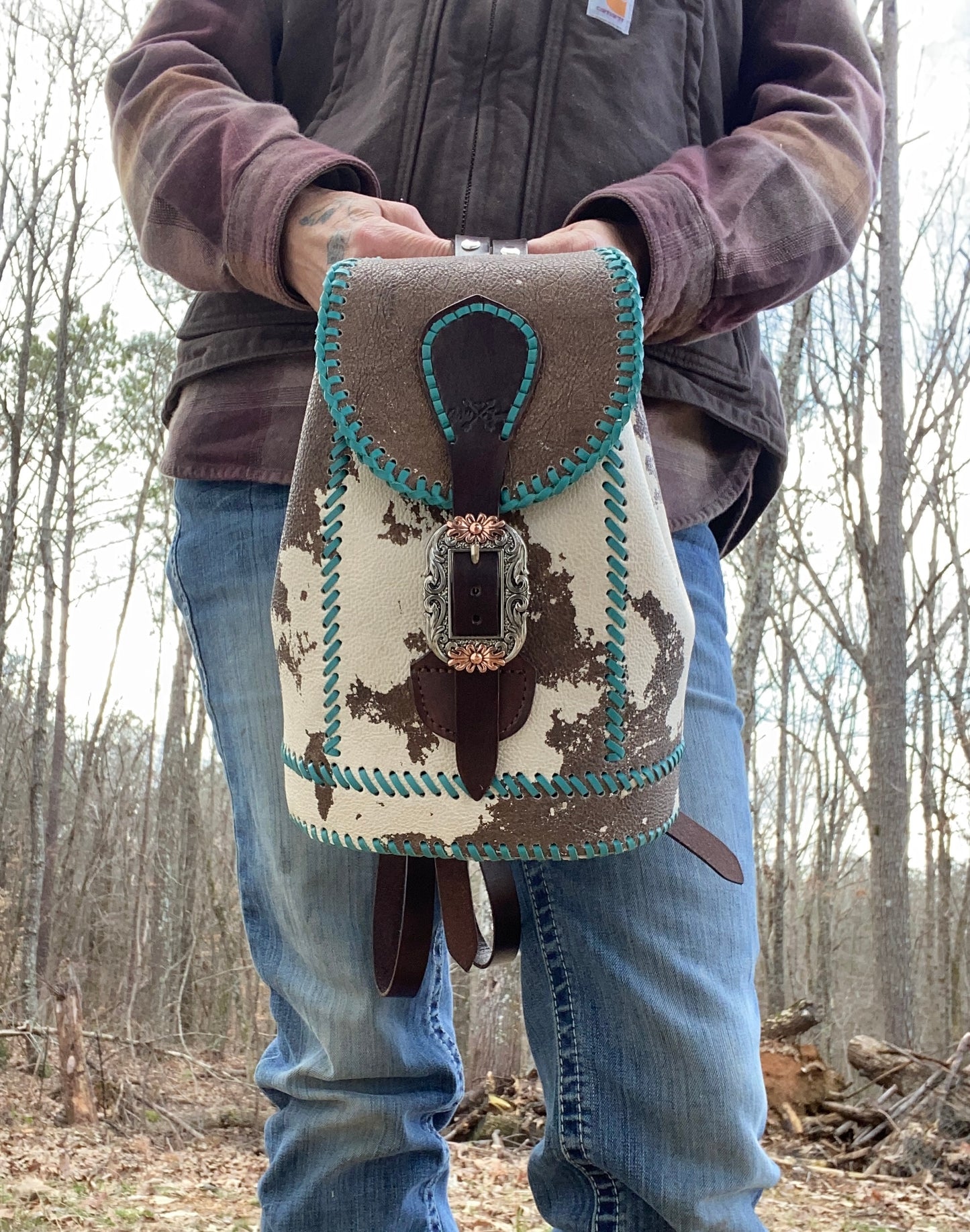 Vintage cowhide backpack