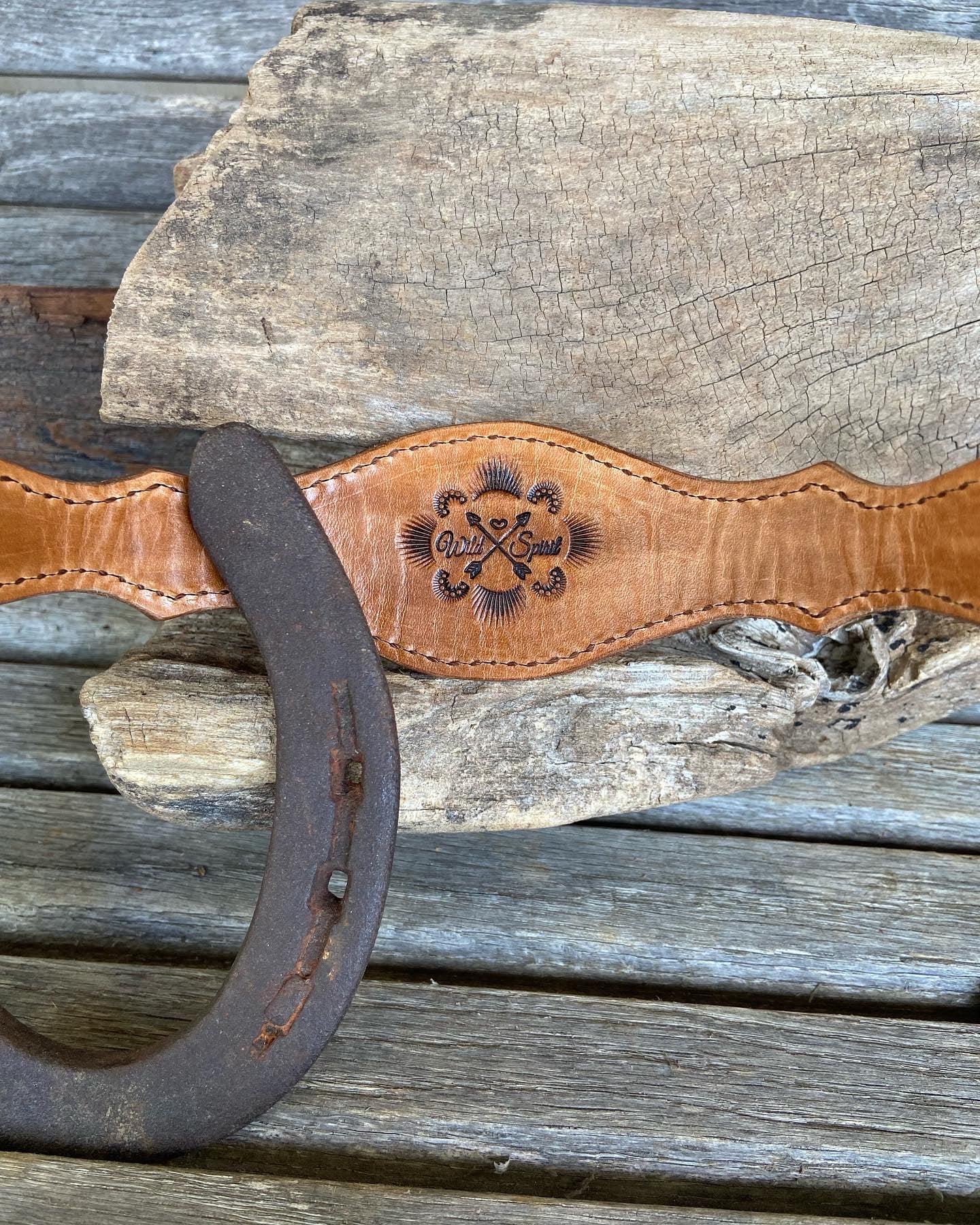Sunflower leather cuff