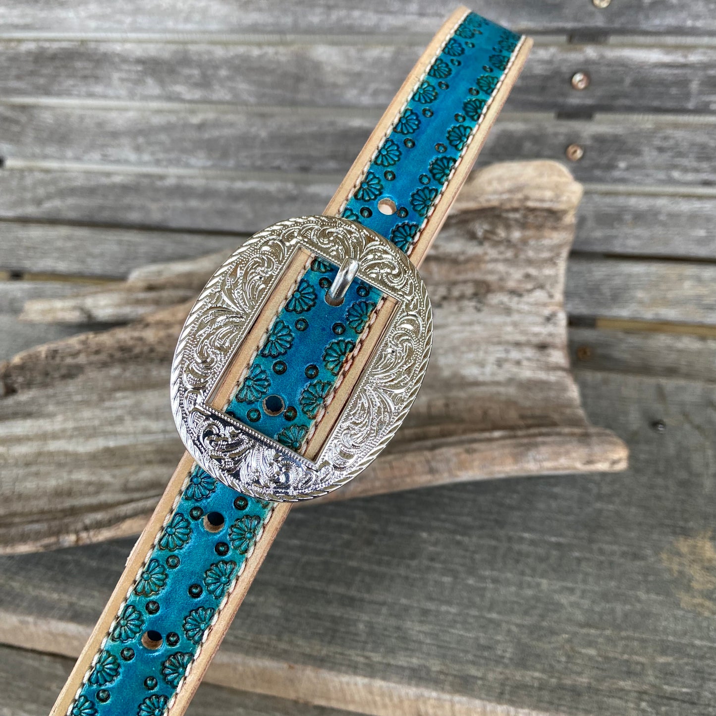 Sheridan style hand tooled leather barrel purse