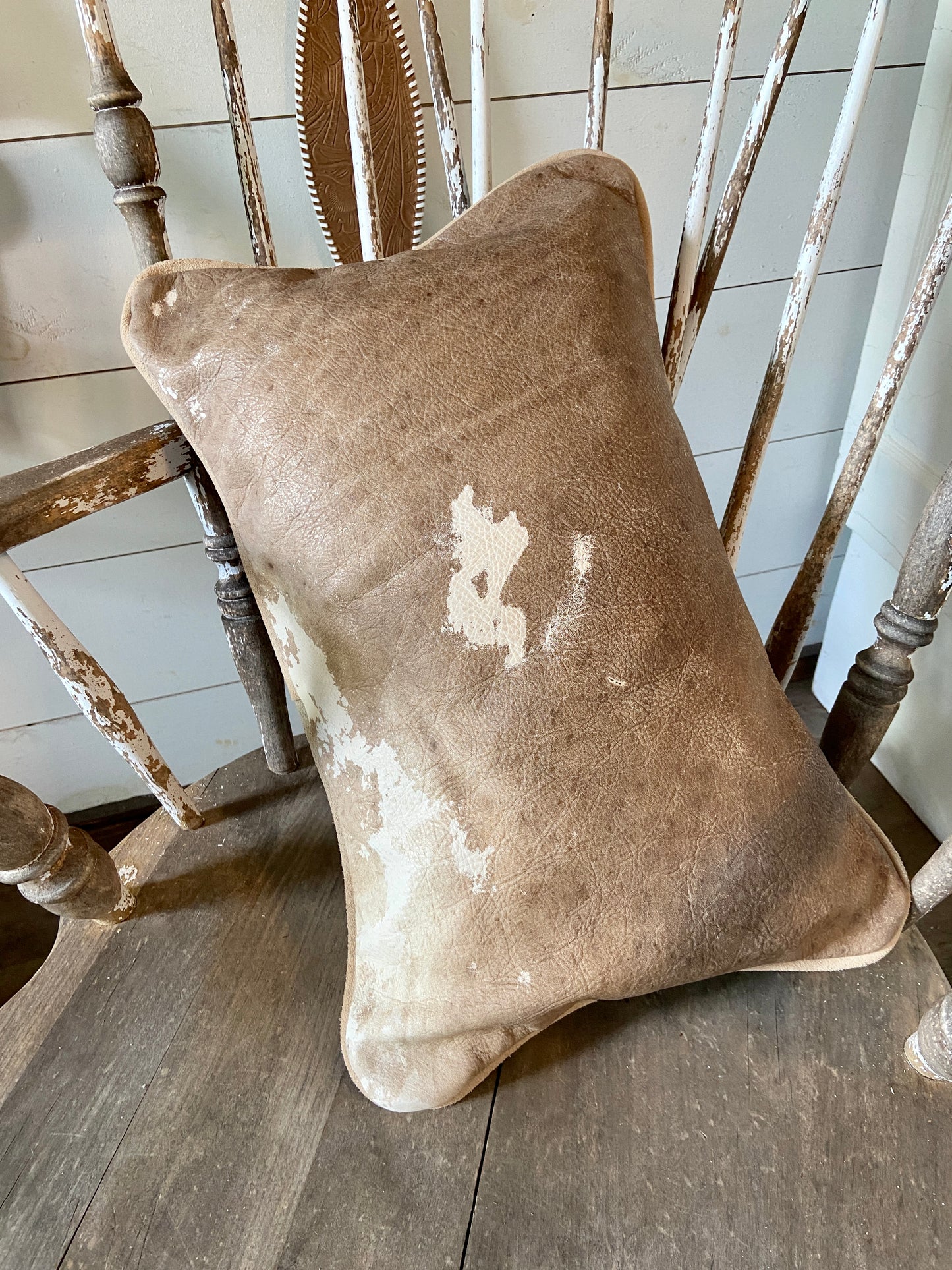Western inspired vintage cowhide pillow