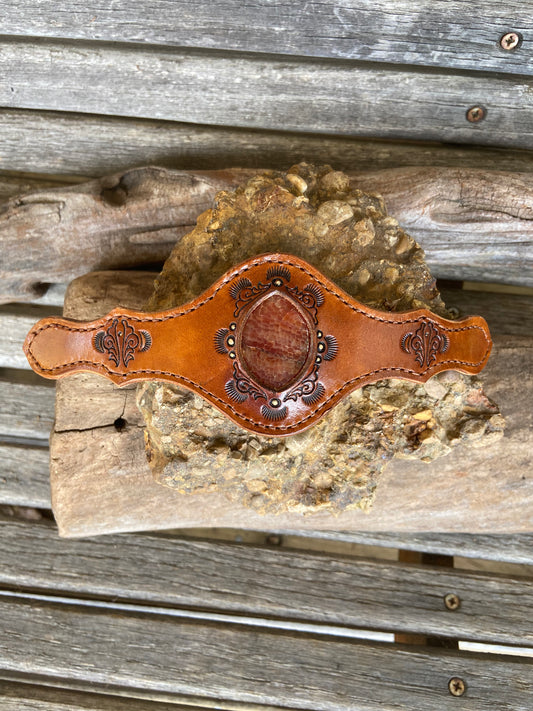 Crackle Agate Gemstone leather cuff
