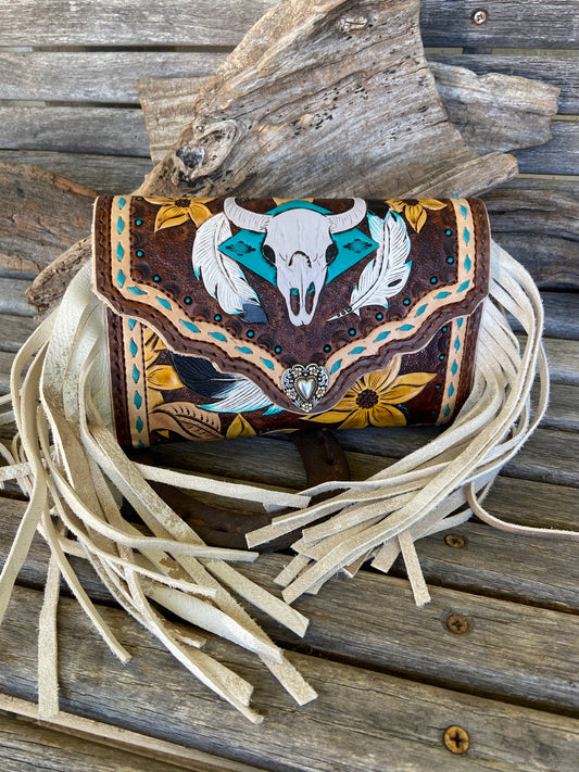 Skull cowgirl clutch